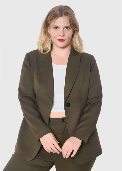 Jeannette Plus Size khaki women's blazer