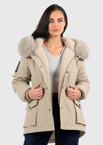 Jarvisa beige jacket with faux fur