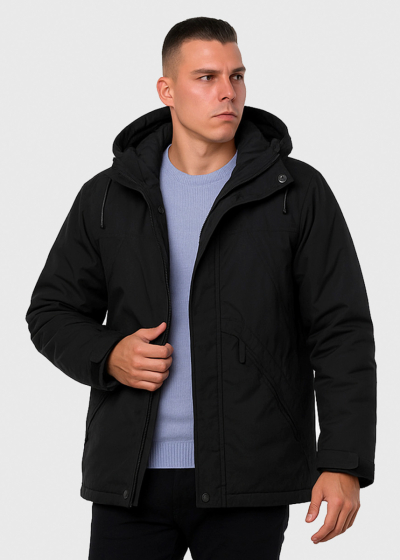Jensen black short hooded jacket