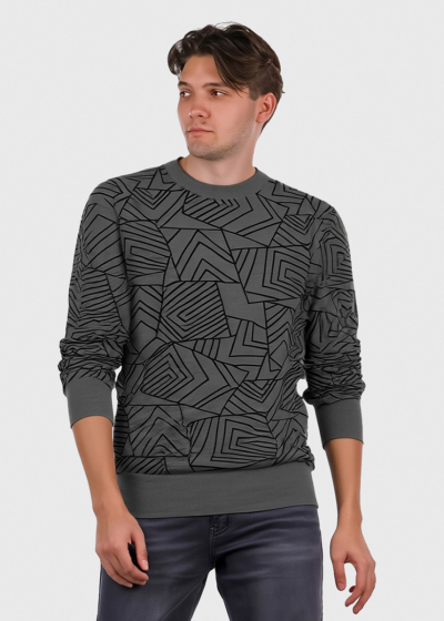 Jedi dark grey sweater in geometric print