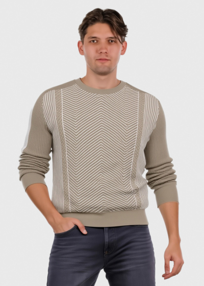 Javier beige sweater in geometric print