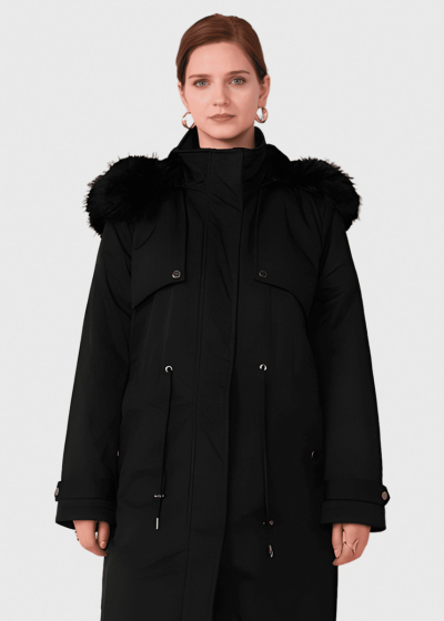 Luciana black drawstring parka