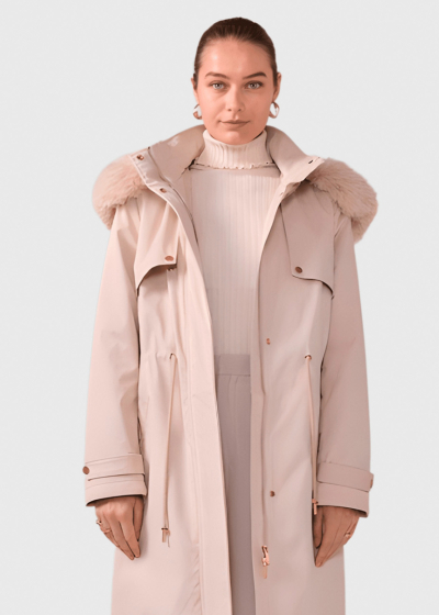Luciana light beige drawstring parka