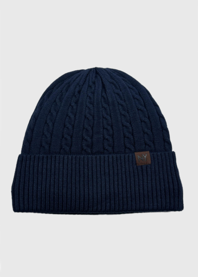 Mike dark blue braided knit hat