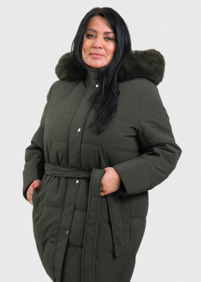 Madel Plus Size khaki jacket with hood