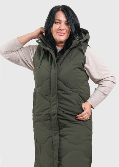 Menna Plus Size khaki long vest