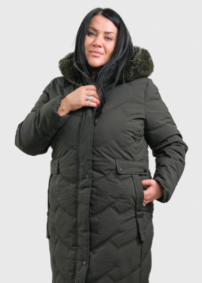 Mariah Lielo izmēru haki gara jaka