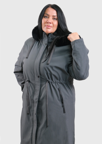 Mikaela Plus Size grey drawstring jacket
