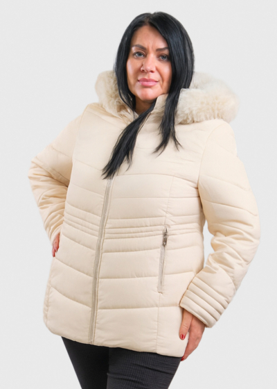 Faiza Plus Size beige jacket with hood