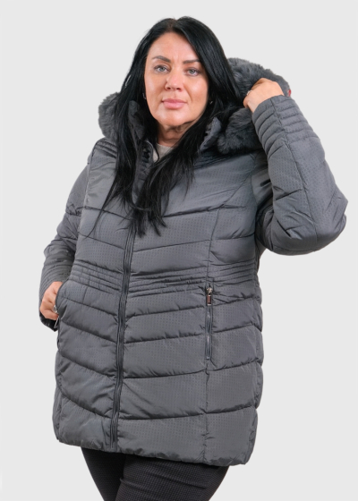 Faiza Plus Size grey jacket with hood