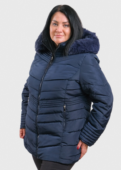 Faiza Plus Size dark blue jacket with hood