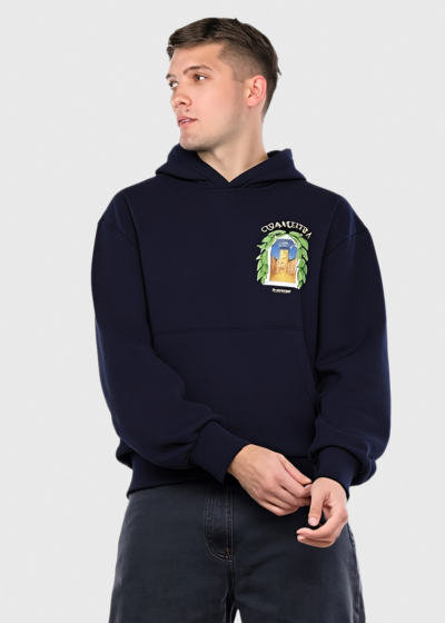Dark blue hoodie with print