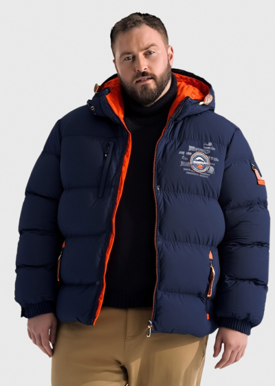 Enes темно-синяя куртка Большого размера с капюшоном