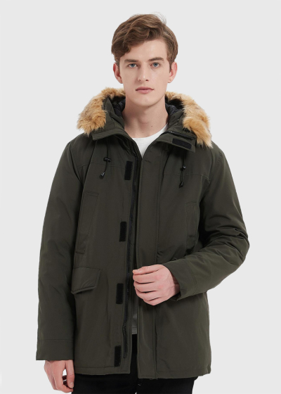 Genesio dark green men's parka with hood