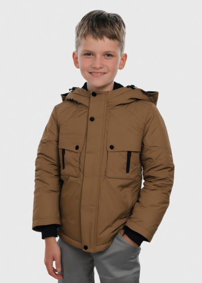 Eliy коричневая куртка с накладными карманами