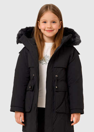 Ebru black longline jacket