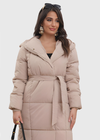 Delicia beige long belted jacket