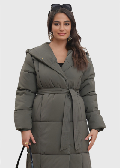 Delicia khaki long belted jacket