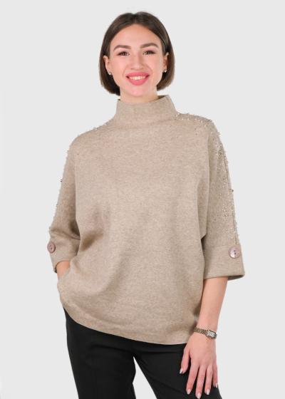 Adelaide beige sweater with pearls