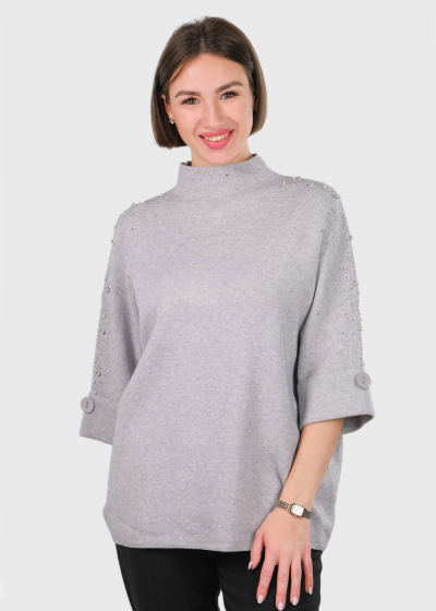 Adelaide grey sweater with pearls