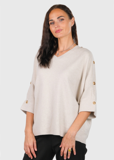 Anna light beige three quarter sleeve sweater