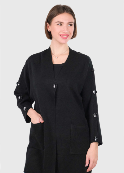 Beatrice black cardigan with buttons