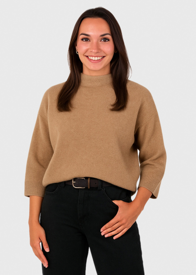 Eleanor brown three quarter sleeve sweater