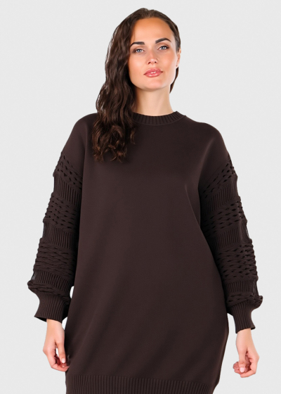 Ella dark brown sweater with lace