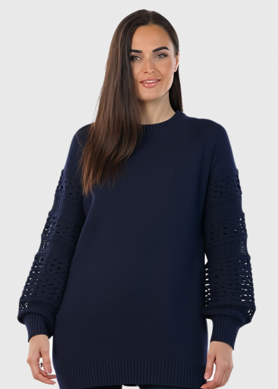 Ella dark blue sweater with lace