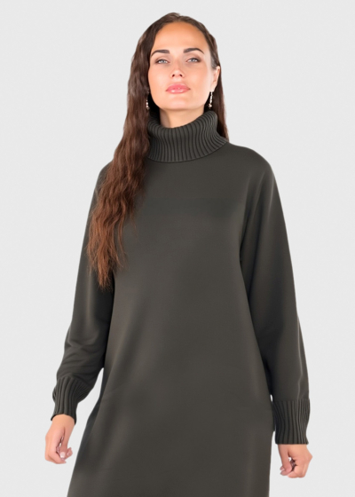 Annie khaki high neck sweater dress 