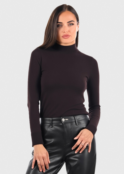 Gilberta dark brown high neck turtleneck