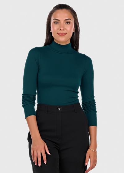 Gilberta dark green high neck turtleneck