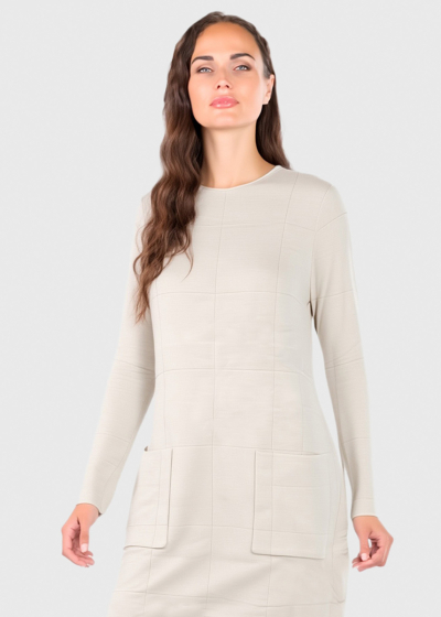 Ana light beige sweater dress with pockets