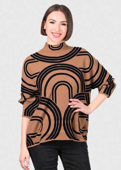 Annie brown sweater with pattern