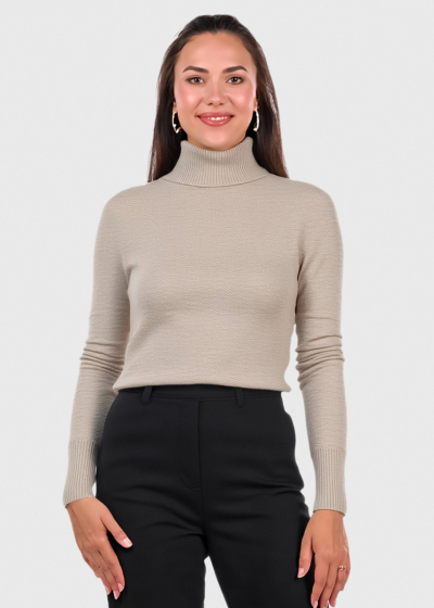 Angie beige high neck turtleneck