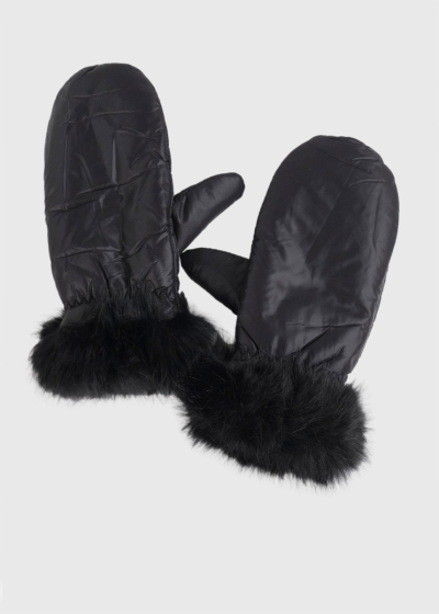 Cara black fur inserts gloves
