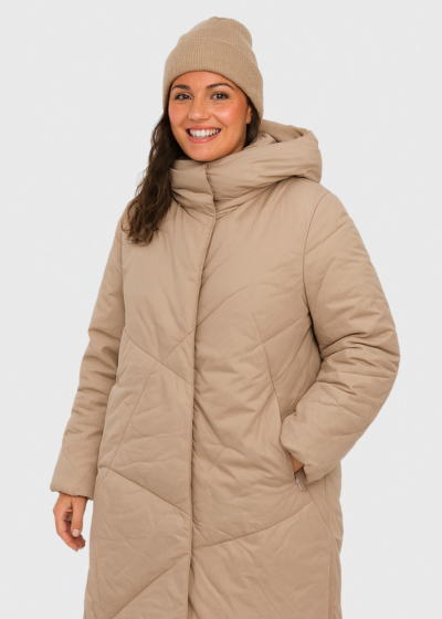 Dasha beige long jacket with side cuts 