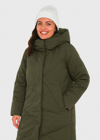 Dasha khaki long jacket with side cuts 