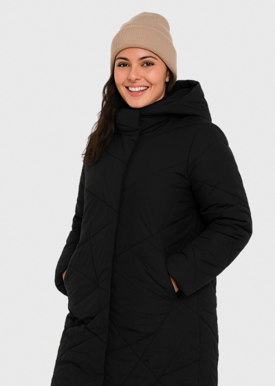 Dasha black long jacket with side cuts 