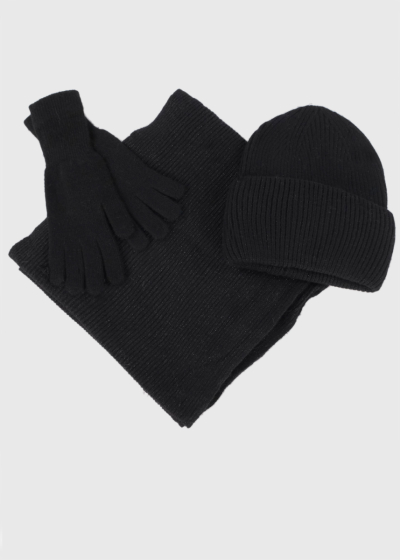 Vivi black winter set: hat, scarf and gloves