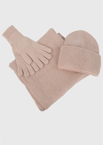 Vivi beige winter set: hat, scarf and gloves
