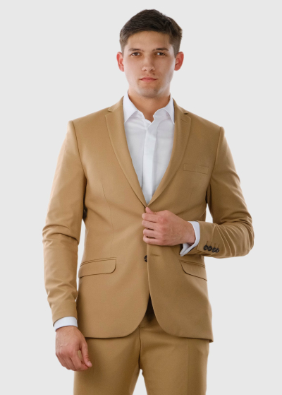 Fulvio Slim fit dark beige men's suit