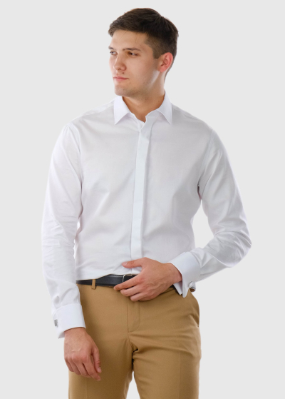 Slim Fit белая мужская рубашка