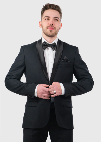 Amerigo Slim Fit black woolen suit