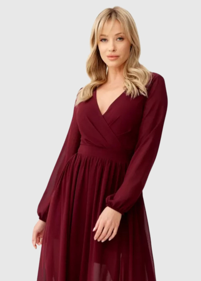 Nicolina bordo long evening dress