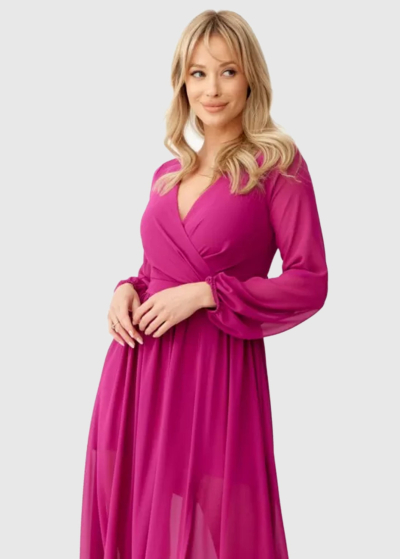 Nicolina pink long evening dress