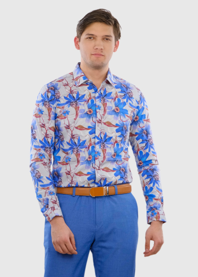 Tomer Slim Fit мужская рубашка с цветочным принтом