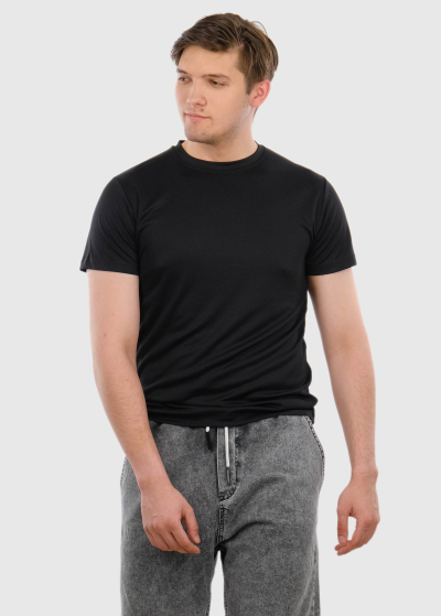 Modesto melns vīriešu vienkrāsains t-krekls