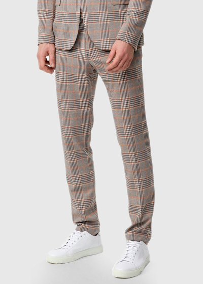 Napoleone Slim Fit серые мужские брюки в клетку