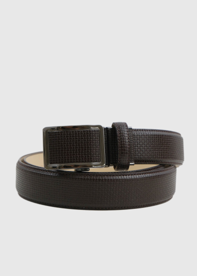 Timoteo brown leather belt with metal buckle